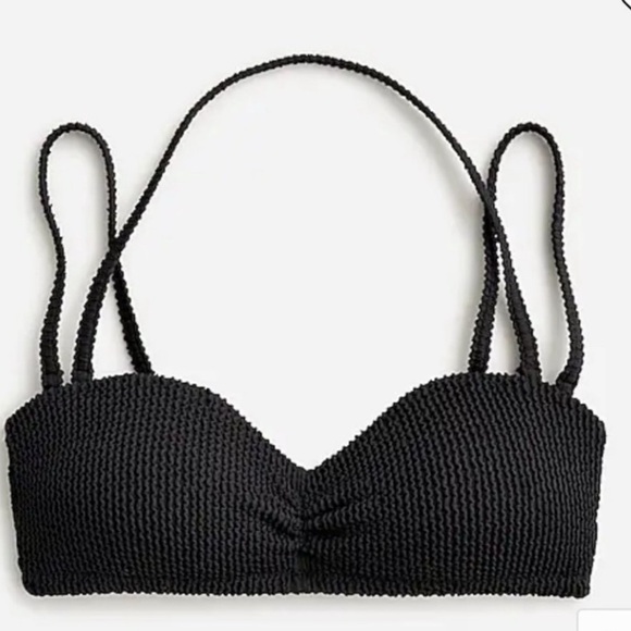 J Crew Textured Bikini Top Sweetheart Convertible Straps. Black 3X(22) NWT - Picture 1 of 6